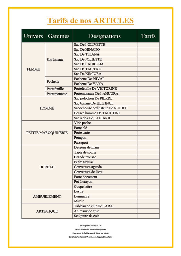tarif-de-nos-articles